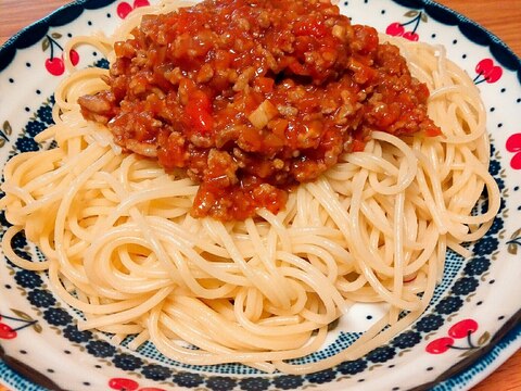 トマトジュースで簡単！ミートソーススパゲティ